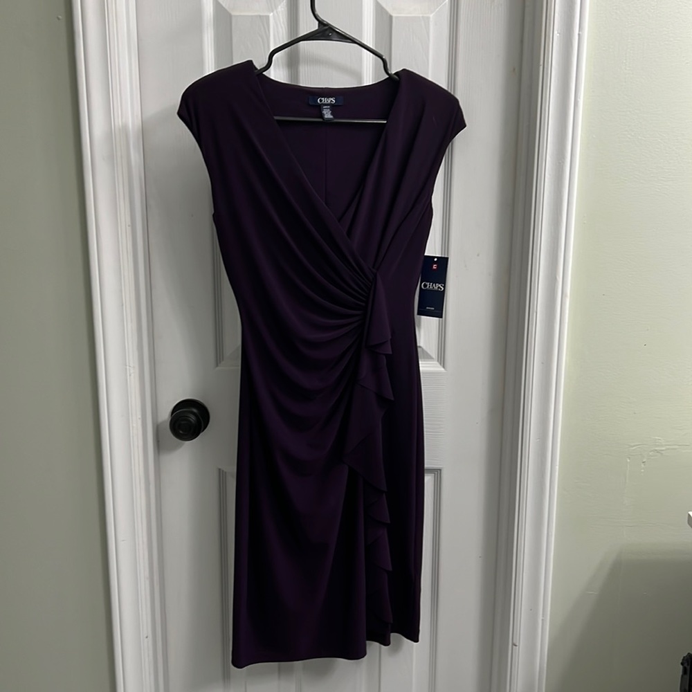Chaps dress, purple, size small. Never been worn!